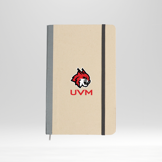 Libreta blanca con borde gris logo linces UVM