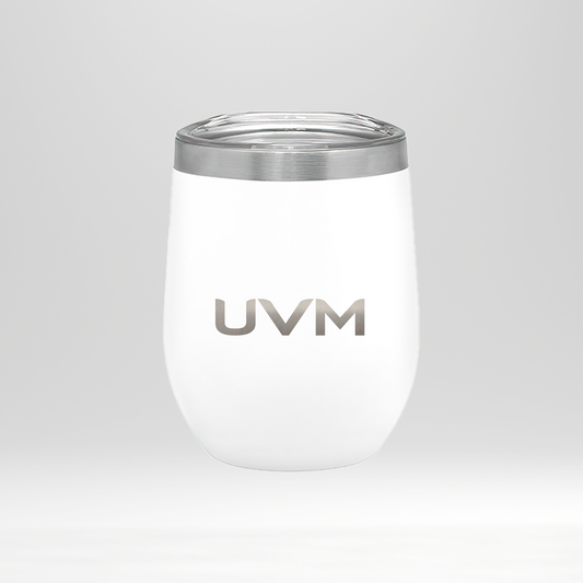 Termo metálico con tapa de plástico UVM blanco