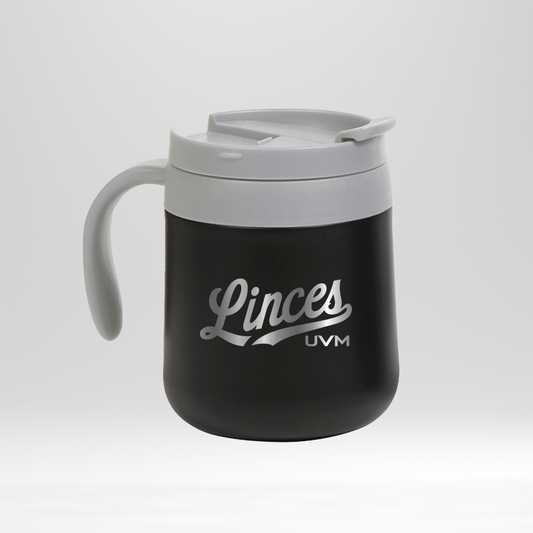 Taza termo negra con logo linces