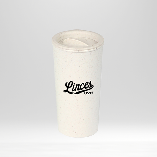 Vaso beige con logo linces impreso