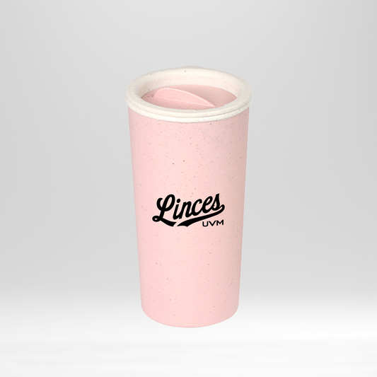 Vaso rosa con logo linces impreso