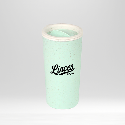 Vaso verde con logo linces impreso