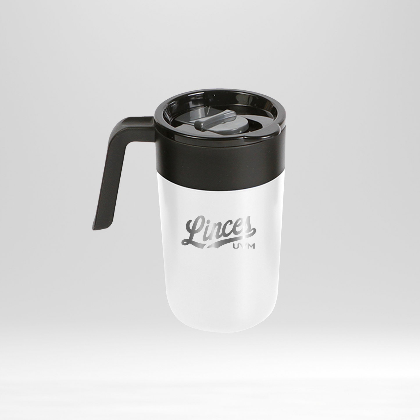 Taza termo alargado blanco con logo linces