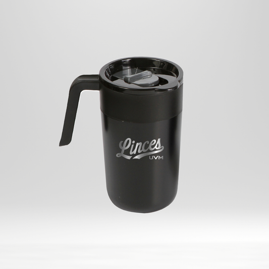 Taza termo alargado negro con logo linces