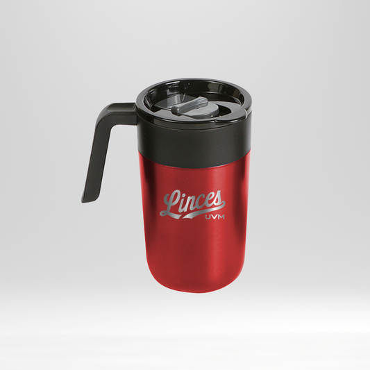 Taza termo alargado rojo con logo linces