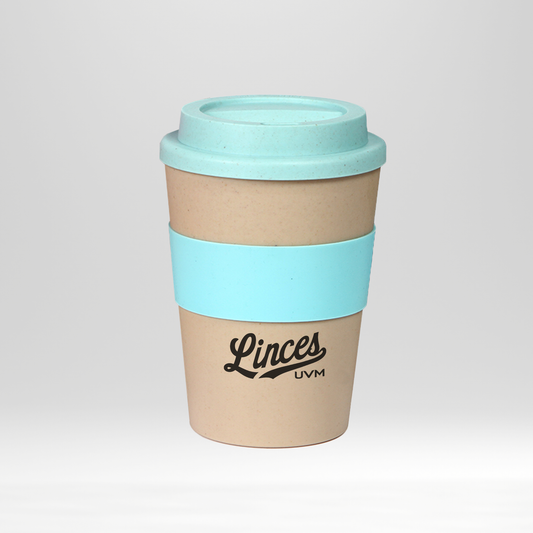 Vaso aqua con tapa - logo linces