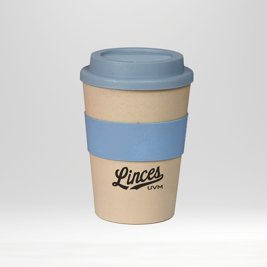 Vaso azul con tapa - logo linces