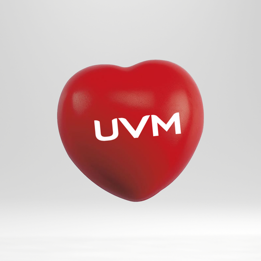 Corazón antiestrés color roja con logotipo UVM