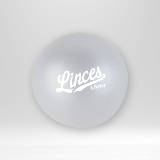 Pelota antiestrés color gris con logotipo linces