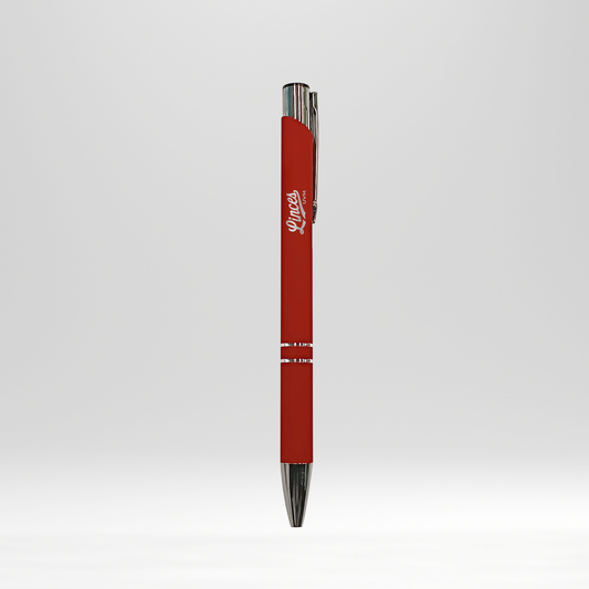 Bolígrafo rojo con detalle gris linces UVM