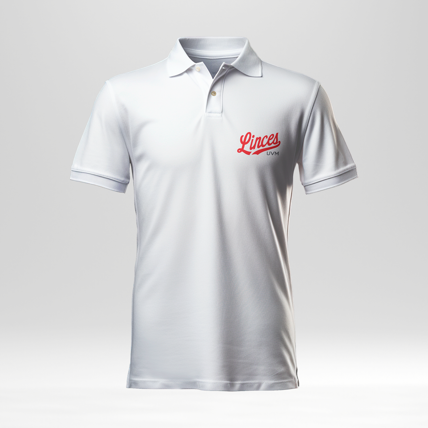 Playera tipo polo blanca con logo linces