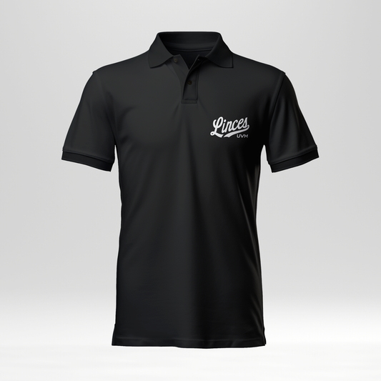 Playera tipo polo negra con logo linces