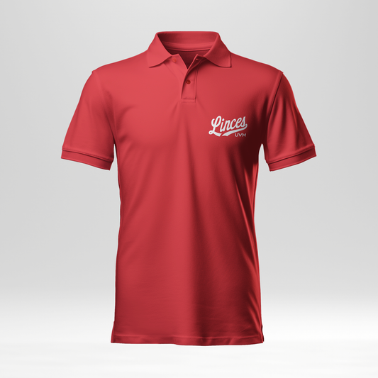 Playera tipo polo roja con logo linces