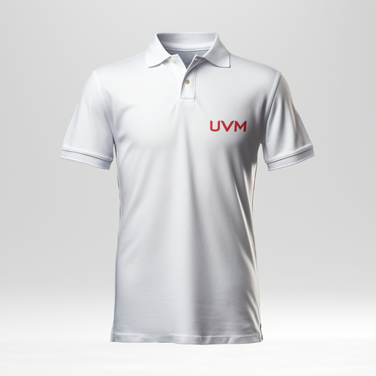 Playera tipo polo blanca uvm rojo