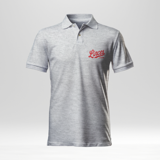 Playera tipo polo gris linces rojo