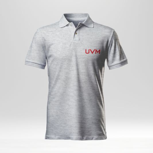 Playera tipo polo gris uvm rojo