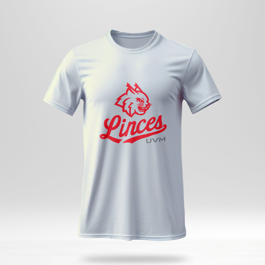 T-shirt blanca con logo linces UVM