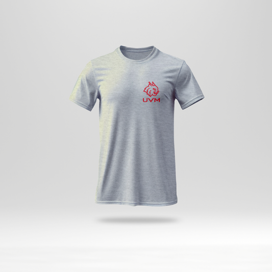 T-shirt gris con logotipo linces UVM rojo