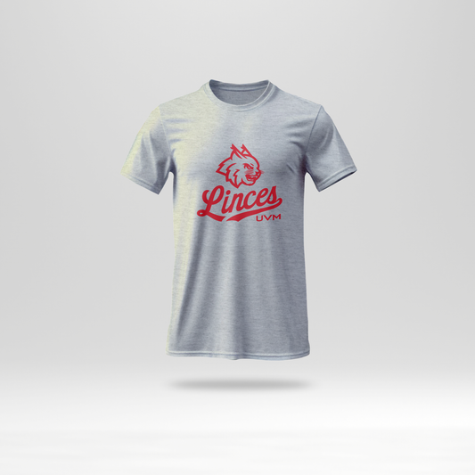T-shirt gris con logo linces UVM rojo